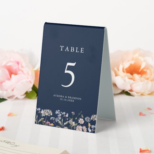 Navy Spring Wildflower Meadow Garden Number  Table Tent Sign