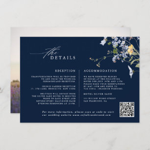 Navy Spring Wildflower Meadow Garden Wedding Enclosure Card