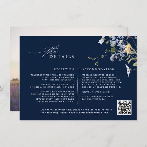 Navy Spring Wildflower Meadow Garden Wedding  Enclosure Card