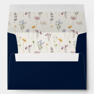 Navy Spring Wildflower Meadow Garden Wedding Envelope