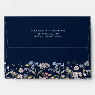 Navy Spring Wildflower Meadow Garden Wedding Envelope