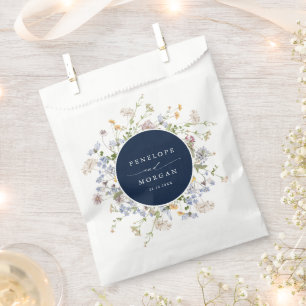 Navy Spring Wildflower Meadow Garden Wedding Favor Bag
