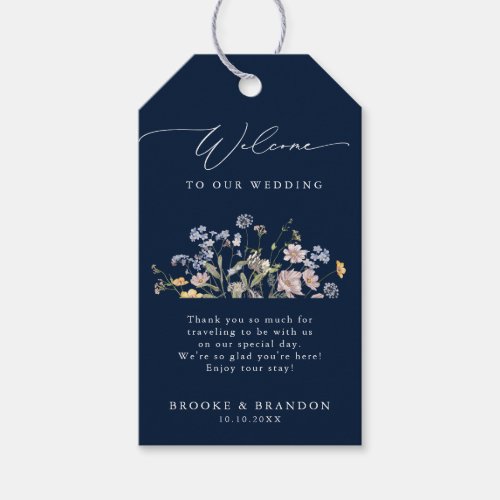 Navy Spring Wildflower Meadow Garden Wedding  Gift Tags