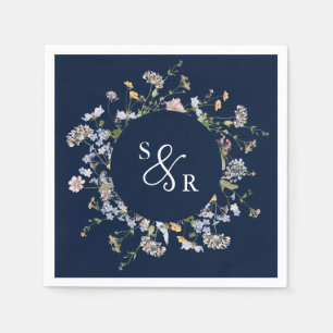 Navy Spring Wildflower Meadow Garden Wedding  Napkins