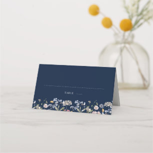 Navy Spring Wildflower Meadow Garden Wedding Place Card