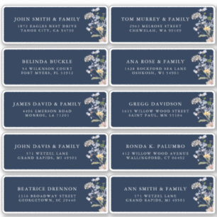 Navy Spring Wildflower Meadow Guest Name Address Sticker