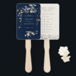 Navy Spring Wildflower Meadow wedding Timeline Hand Fan<br><div class="desc">Capture the beauty of nature on your special day with our exquisite wildflower watercolor wedding timeline. Elegant, unique, and blooming with love. Use the text fields to personalize your design with your own wording and details. If you want to change the font style, color or text placement, simply click the...</div>