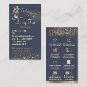 Navy Sprink Aftercare Instructions Spray Tanning Business Card