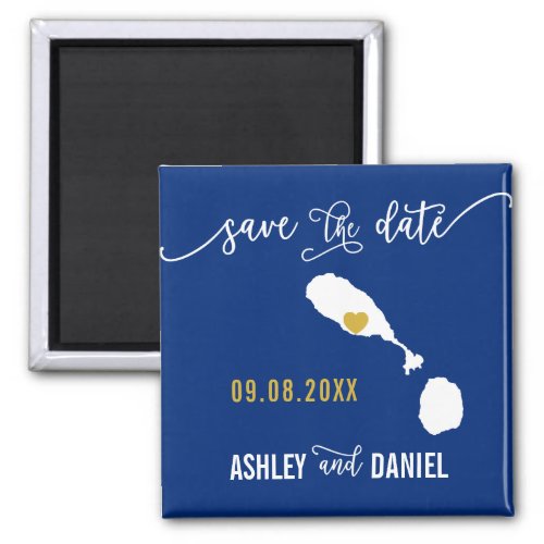 Navy St Kitts and Nevis Wedding Save the Date Map Magnet