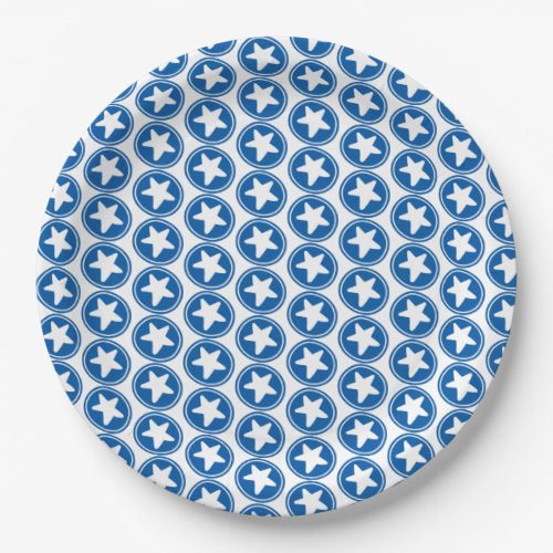 Navy Star Pattern _ Patriotic  4th of July Party Paper Plates