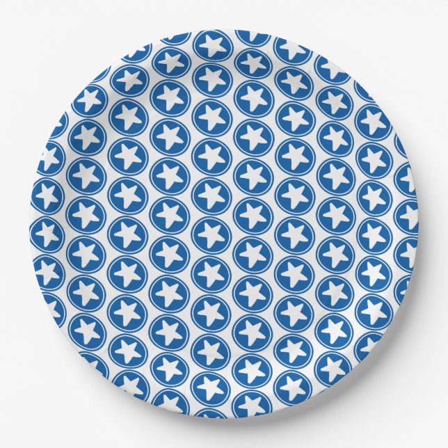 Navy Star Pattern - Patriotic / 4th of July Party Paper Plates (Front)