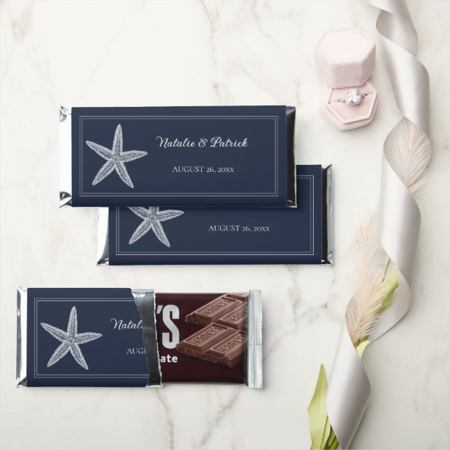 Navy Starfish Hershey Bar Favors (Front)