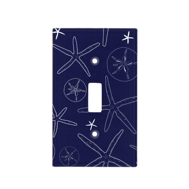 Navy Starfish, Sand Dollar Light Switch Wall Plate (Front)