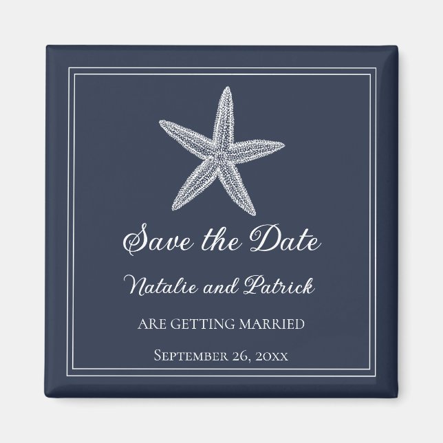 Navy Starfish Save the Date Magnet (Front)