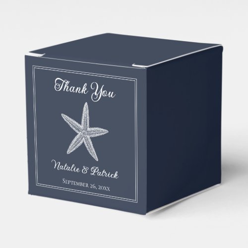 Navy Starfish Wedding Favor Boxes