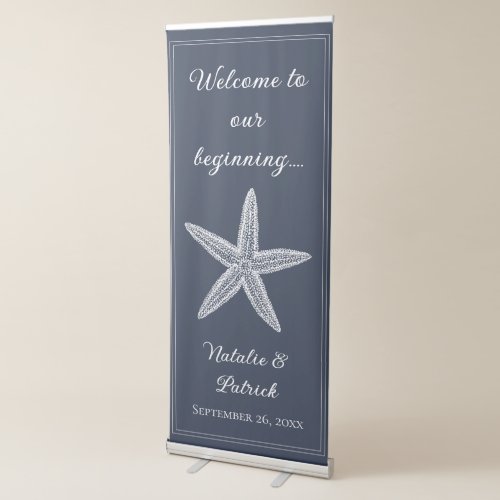 Navy Starfish Wedding Retractable Banner