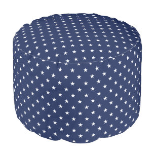 Navy Stars Round Pouf