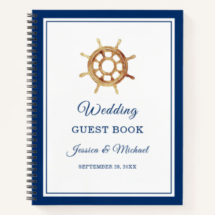 Navy Steering Wheel Nautical Wedding Guest Book