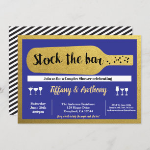 Navy stock the bar invitation blue and gold