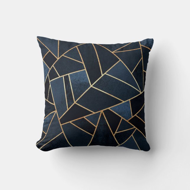 Navy Stone Throw Pillow (Front)