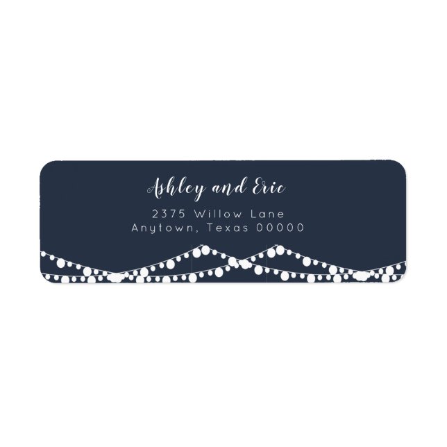 Navy String Lights Modern Return Address Label (Front)