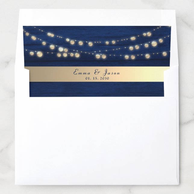 Navy String Lights Wedding Envelope Liner (In Envelope)