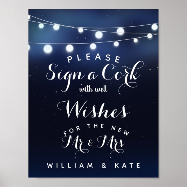 Navy string of lighs Sign a Cork party/wedding (Front)