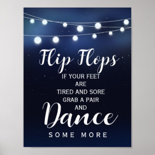 Navy String of lights flip flops wedding sign