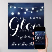 Wedding Glow Stick Sign in Pink Geometric, Let Love Glow, Light up