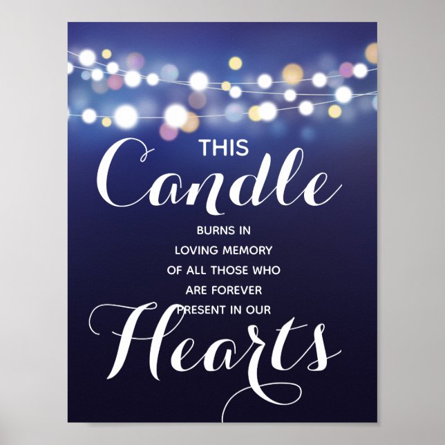 Navy String of lights Memory candle sign wedding 1 (Front)