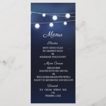 Navy String Of Lights Menu Template by TheArtyApples at Zazzle