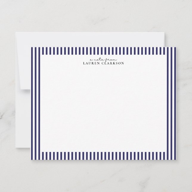 Navy Stripe Border Note Card (Front)