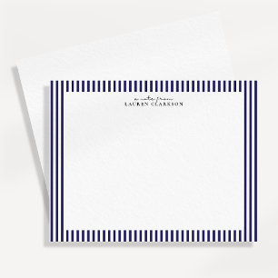 Navy Stripe Border Note Card
