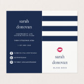 Navy Stripe | Lip Product Distributor Business Card (Outside Unfolded)