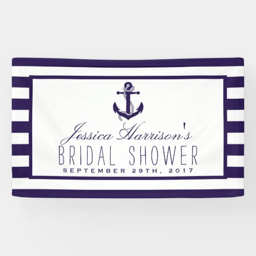 Navy Stripe Nautical Anchor Bridal Shower Banner