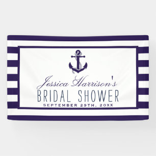 Navy Stripe Nautical Anchor Bridal Shower Banner
