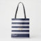 Navy Stripe Nautical Anchor Personalized Tote Bag