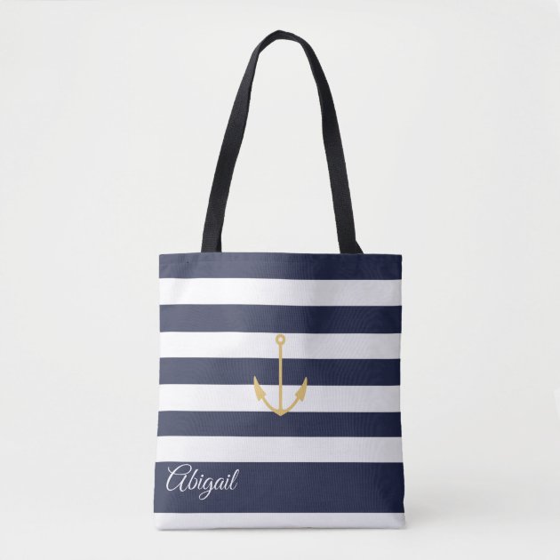 navy stripe bag