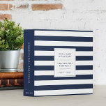 Navy Stripe Personalized Homeschool Portfolio 3 Ring Binder<br><div class="desc">Organize your homeschool class materials in this nautical chic personalized binder. Design features wide navy and white stripes with a solid navy blue spine and classic lettering. Personalize the front with three lines of custom text (shown with family name, "homeschool portfolio" and the academic year), and customize the spine with...</div>