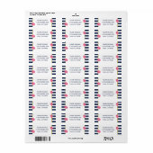 Navy Stripe & Pink Peony Return Address Labels (Full Sheet)
