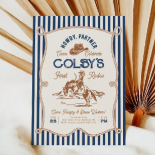 Navy Stripe Rodeo Birthday Invitation