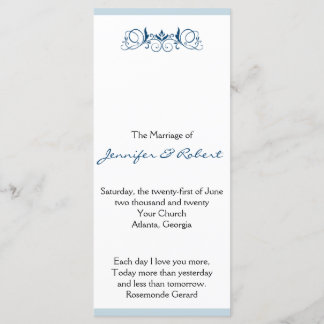 Navy Stripe with Floral Accent Wedding Program