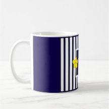 Navy Striped Bright Yellow Flowers Coffee Mug