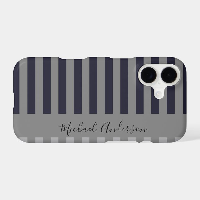 Navy Striped Pattern - Personalizable Case-Mate iPhone Case (Back (Horizontal))