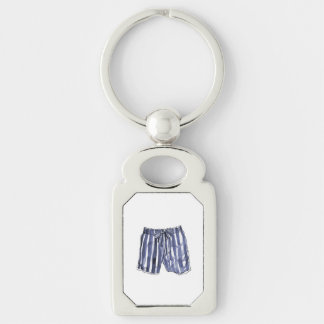 Navy Striped Vintage Swim Trunks Keychain