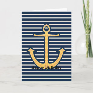 Navy Stripes Anchor Card