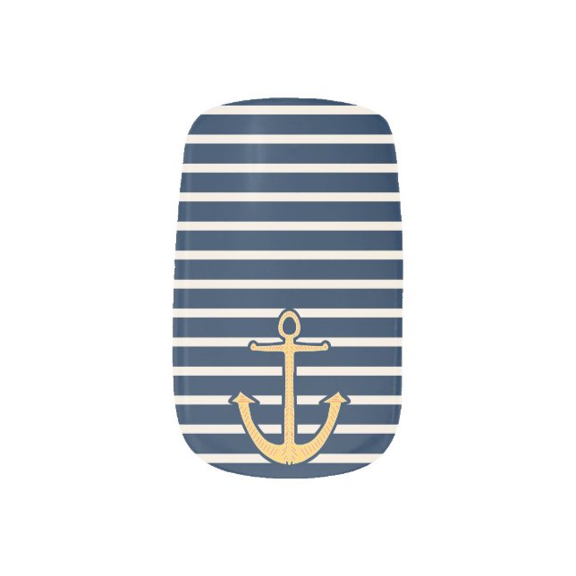 Navy Stripes Anchor Minx Nail Wraps (Right Thumb)