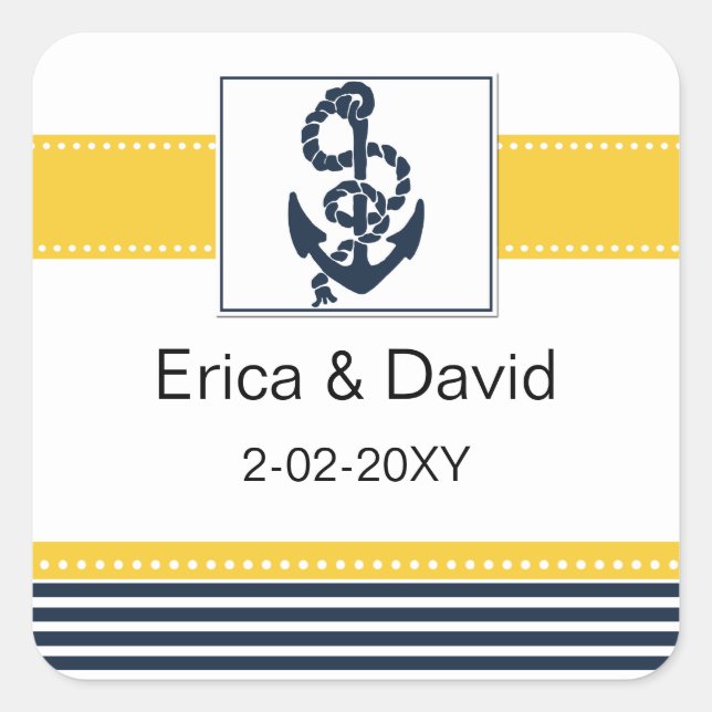 navy stripes,anchor, nautical favor stickers (Front)
