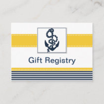 navy stripes,anchor, nautical  Gift registry Enclosure Card