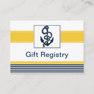 navy stripes,anchor, nautical Gift registry Enclosure Card